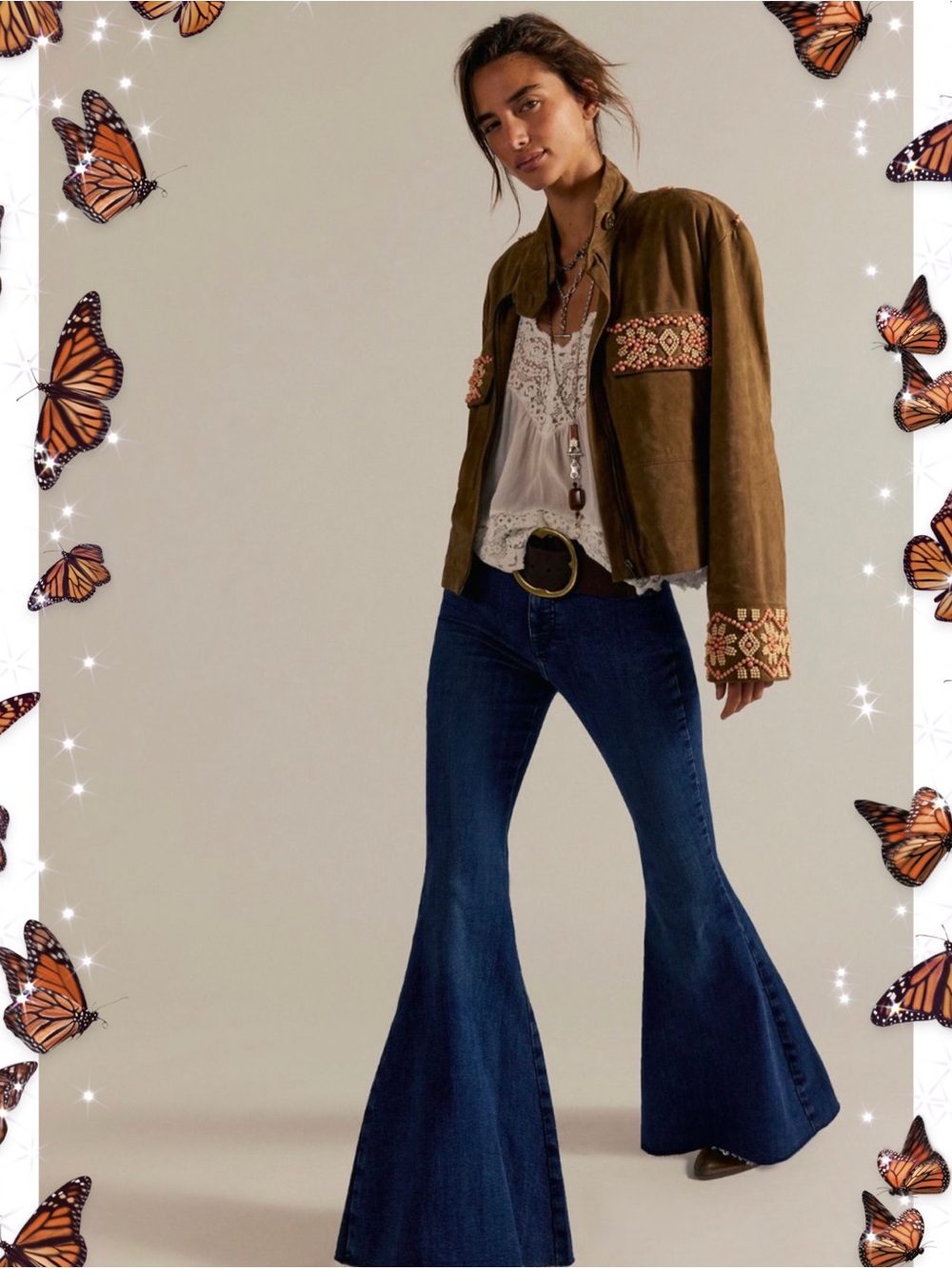 Free People We The Free CRVY Lace-Up Flare Jeans NWT 26